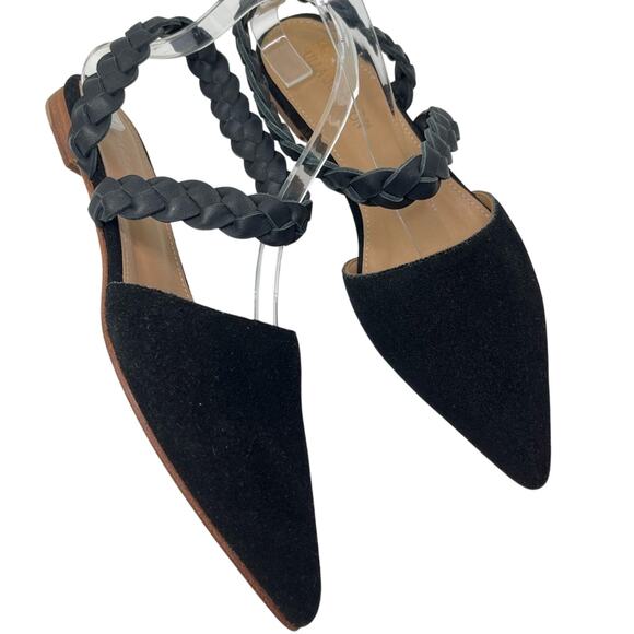 Ulla Johnson Amalia Suede Leather Black Pointed Toe Flats - Picture 1 of 10